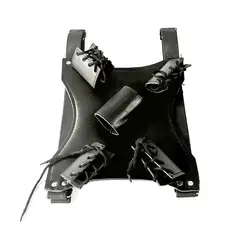 Harness Mens Leather Dual Sword Belt Carrying Back Exotic Cosplay Halloween Holder Costumes Scabbard/pistol Harness Holste
