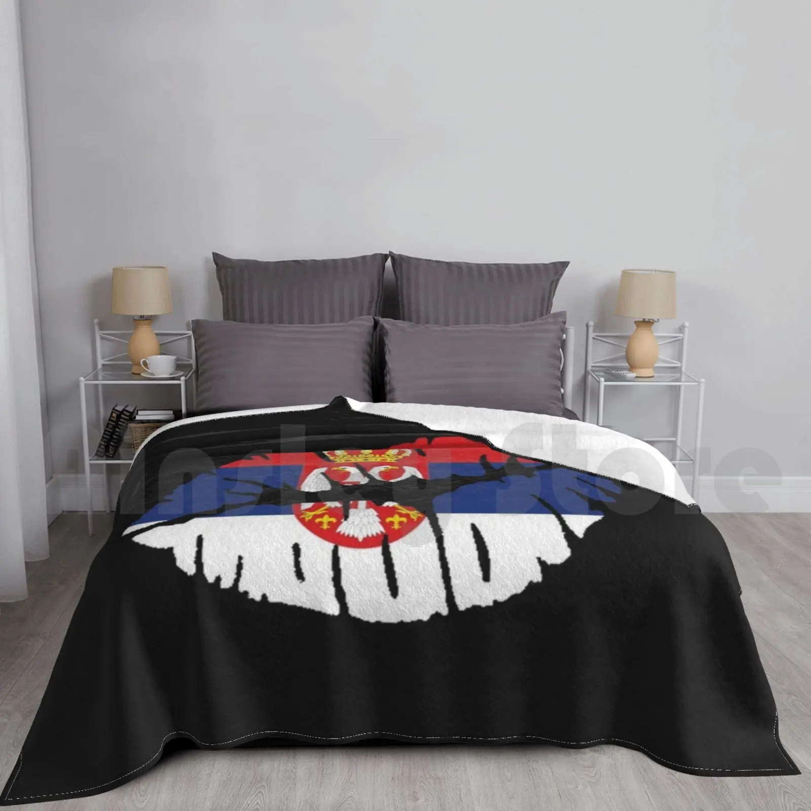 Serbia Flag Kissing Mouth Blanket Fashion Custom Serbia Flag Kissing Mouth Kiss It Is In My Dna Dna