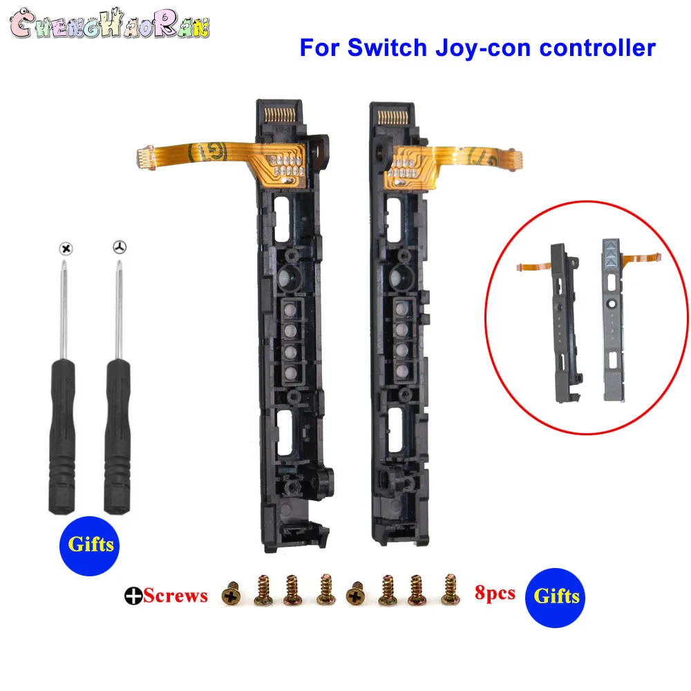 1Set Complete Right Left Plastic Slider for Switch NS Joy-con Controller Rail Assembly with Flex Cable Screws