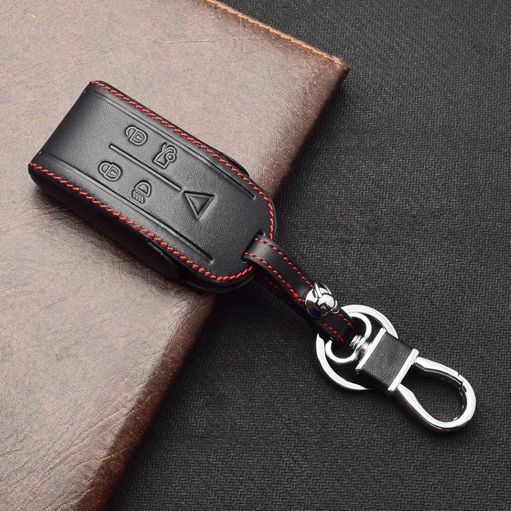 ATOBABI Leder-Autoschlüsseletui für Jaguar XF XK XJ8 XK R 2010 2011 2012 2013 5 Tasten Smart Fernbedienung Anhänger Schutzabdeckung – Detail 6
