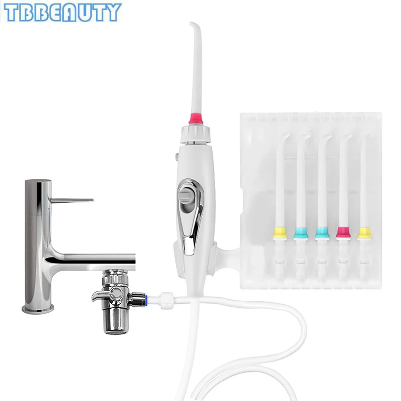 Portable Faucet Oral Irrigator Switch Water Dental Jet  Flosser  6 Nozzles Water Irrigator Floss Implement Irrigation Oral Clean