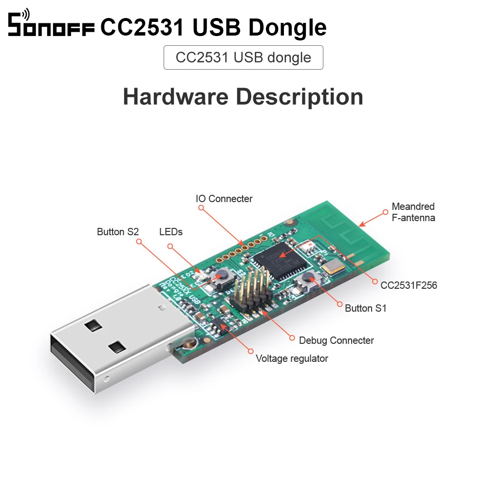 Itead SONOFF Dongle Zigbee CC2531 USB Dongle Module Bare Board Packet Protocol Analyzer Interface Dongle Capture Packet Module