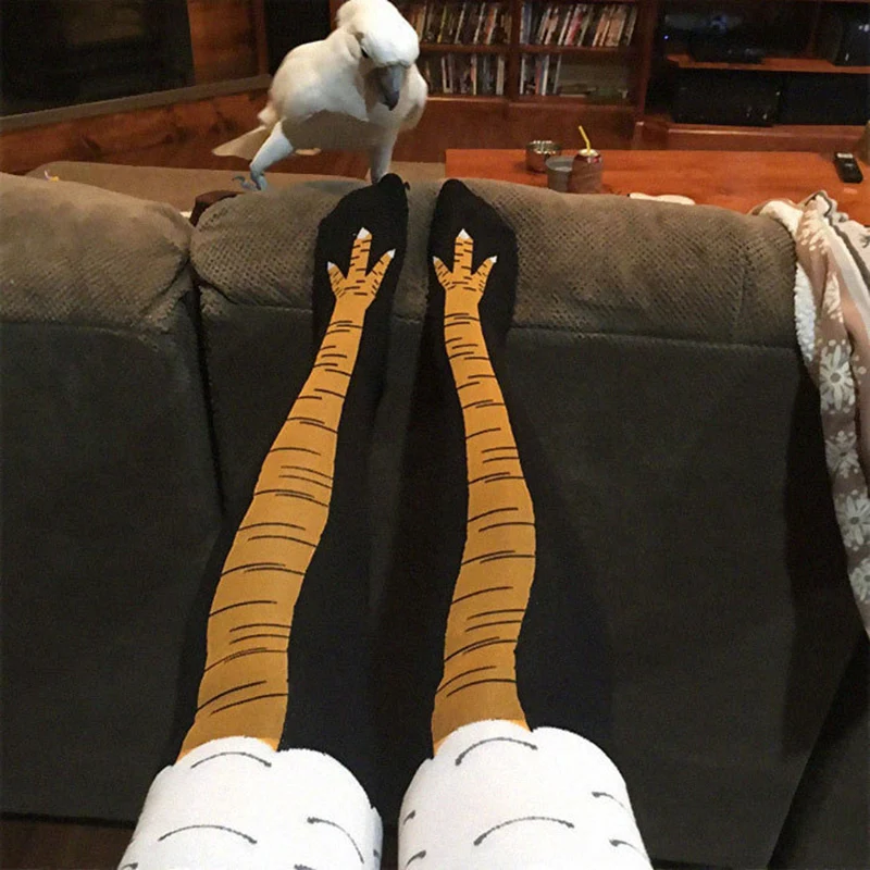 Funny Cartoon Cosplay Chicken Leg Socks Thin Women High Flexibility Cotton Chicken Feet Toe Thigh High Sock Gift For Women