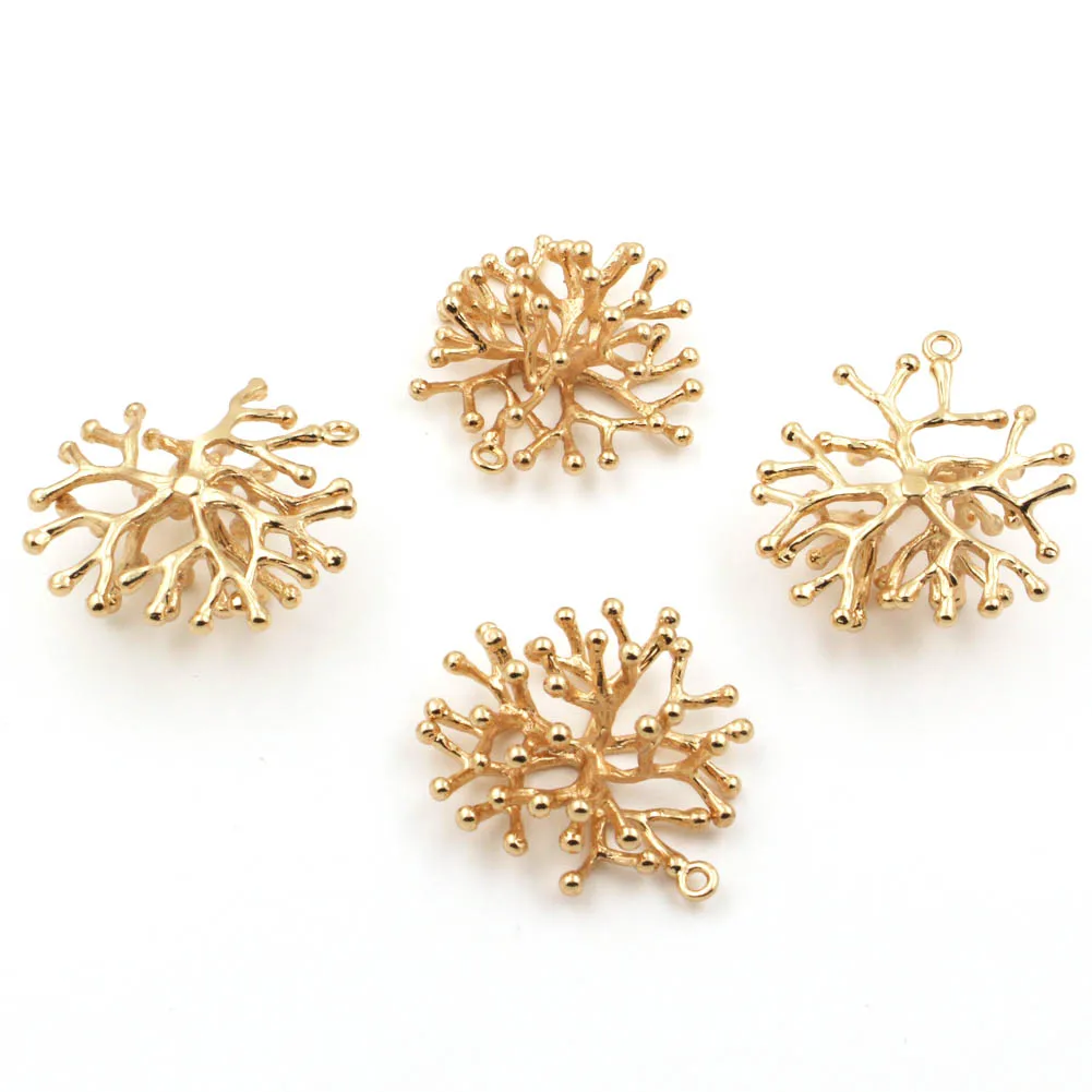 

20pcs Brass Casted Tree Branch Coral Pendant Charms Gold Silver Color DIY Women Hanging on Earrings Jewelry Accessories