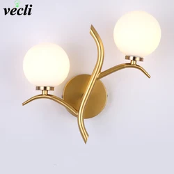 Nordic Metal LED Wall Lamp Glass ball Postmodern golden Wall lamp G9 Loft cafe Bedside light porch corridor Wandlamp lighting