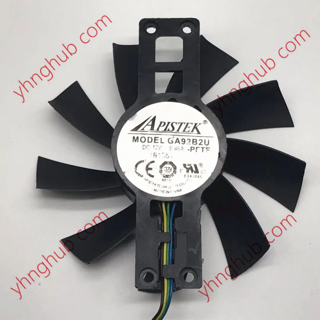 

APISTEK GA92B2U PFTE DC 12V 0.46A Dia. 86mm C.T.C 46mm Server Cooling Fan