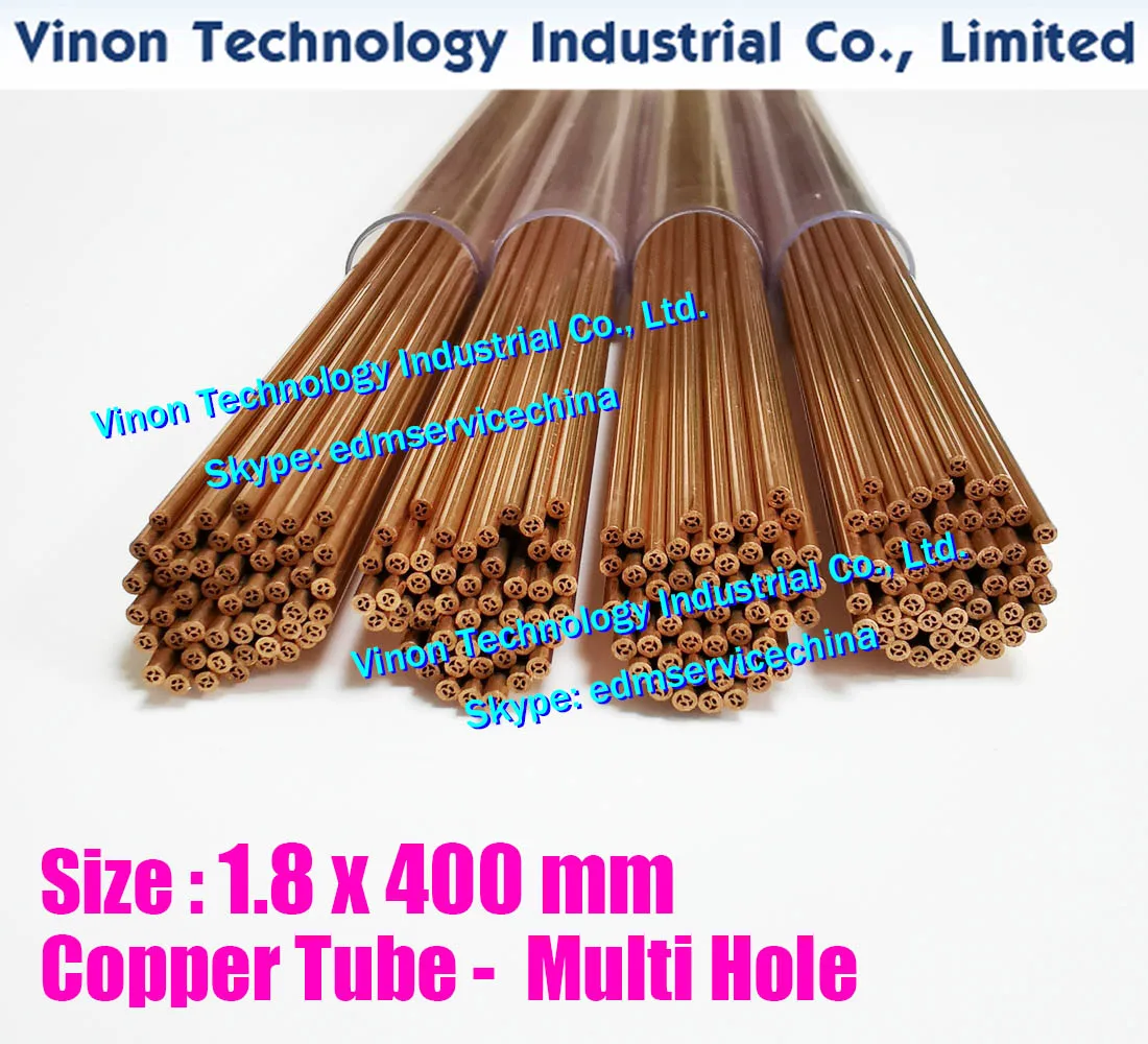 (50PCS/LOT) 1.8x400mm Copper Tube Multihole, Copper EDM Tubing Electrode MultiChannel Dia. 1.8mm Length 400mm for Superdrill EDM