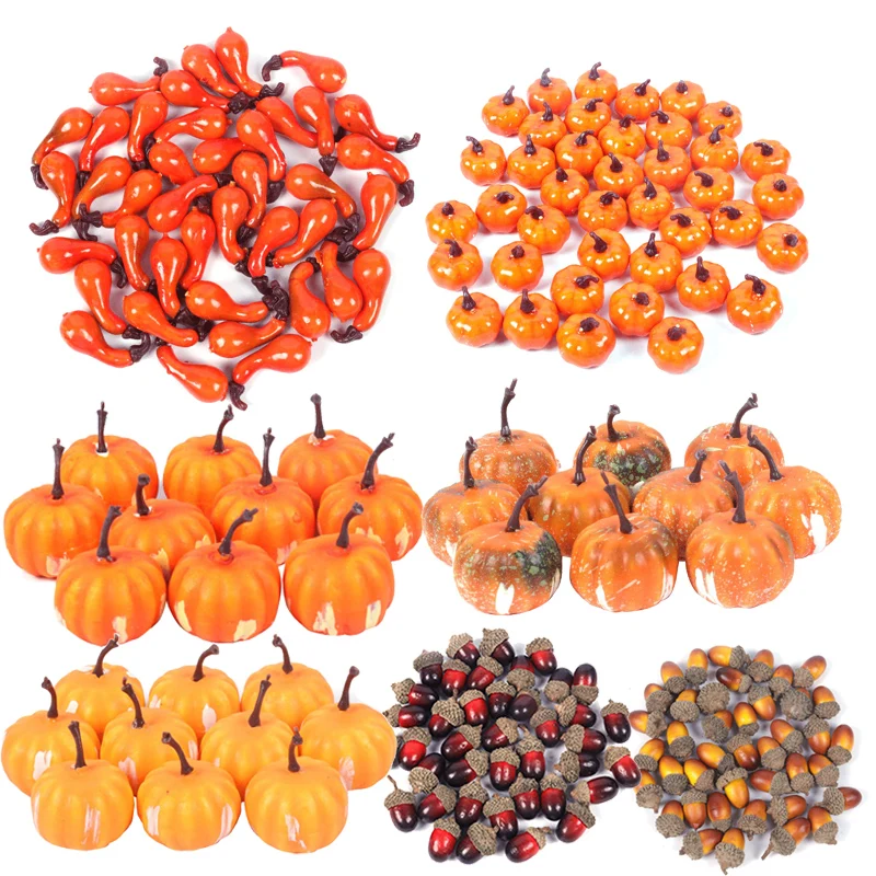 Mini Simulation Artificial Pumpkin Happy Halloween Decoration Prop Fall Harvest Wreath Autumn Wedding Decoration Thanksgiving