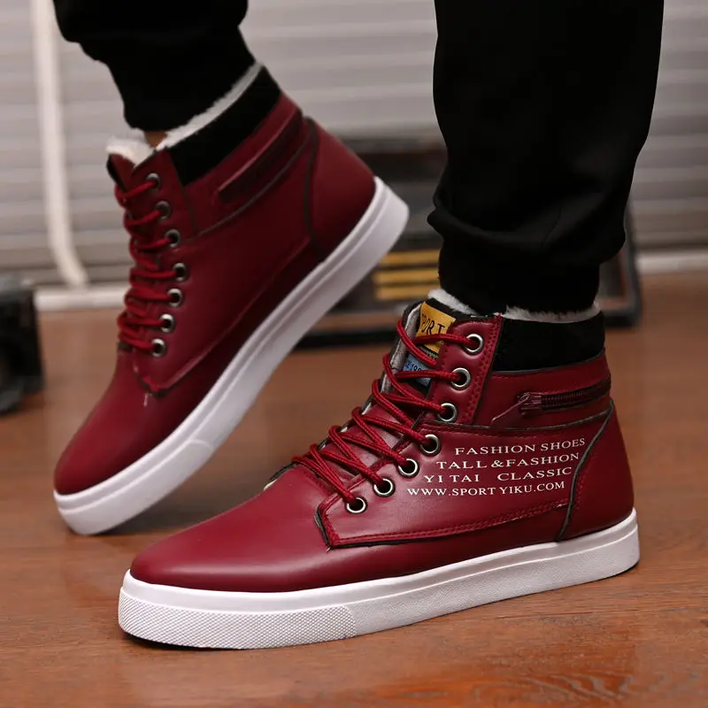 Ankle boots men snow boots winter warm Lace-up men shoes 2021 new fashion flock plush winter boots men shoe plus size