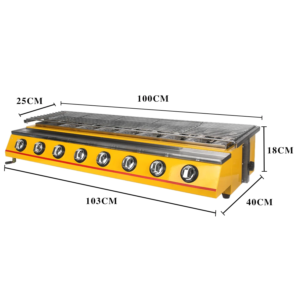 ITOP 가스 바베큐 그릴, LPG 바베큐 그릴, 야외 바베큐 도구, 스테인레스 스틸, 유리 실드, 그릴 크기 102x25cm, 8 버너