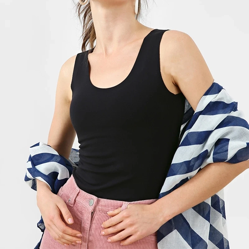 94% Cotton Women Tank Top Ribbed Sports Gym Tops Fashion Singlet Casual Sleeveless T-shirt  Close Fitting Camisole Vest M30284