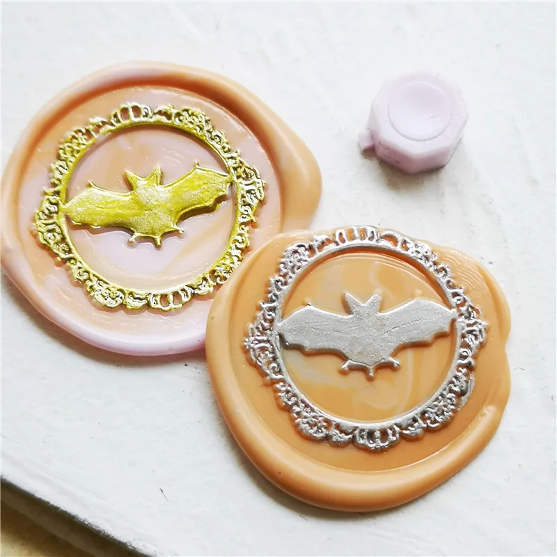 BAT in round ornate frame Wax Seal Stamp for seal stamps Retro Wood Stamp Sealing Wax Seal Stamp Wedding Decorative seals