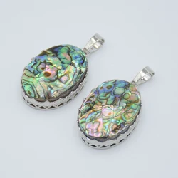 Natural Abalone Shell Oval Pendant Necklace Silver Color Crown Copper Women Fashion Charms Jewelry for Girls Anniversary Gifts