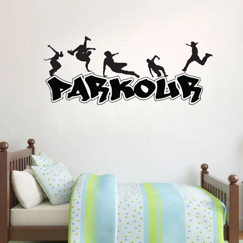 Parkour Wall Decal Extreme Sports Vinyl Stickers Jumping Street Cities Street Sport Decals Boys Children Room Wall Art Decor