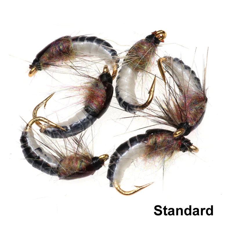 Elllv 6PCS #12 #14 Trout Fishing Realistic Nymph Scud Fly Nymphing Artificial Insect Baits flying Lure