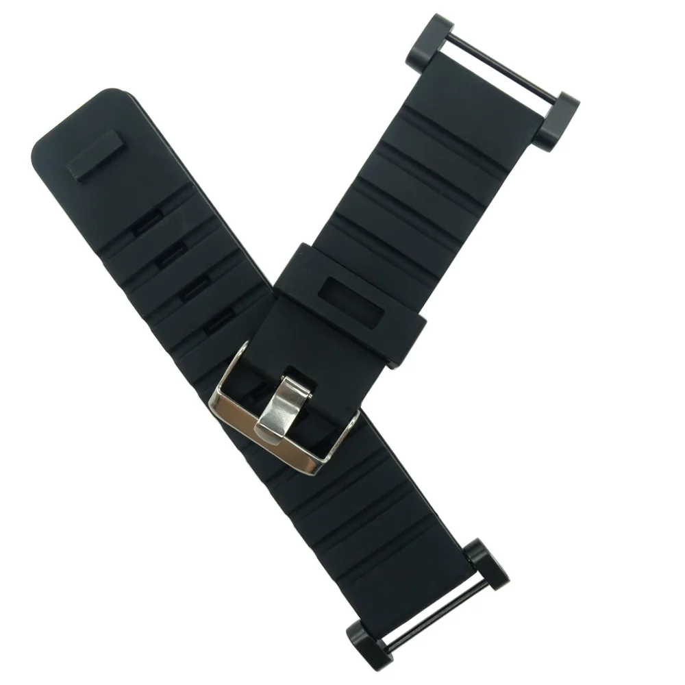 Black For Suunto Core 24mm Black Silicone Rubber Strap Watch Band With Watches Buckle Belt + Adapters + Tools