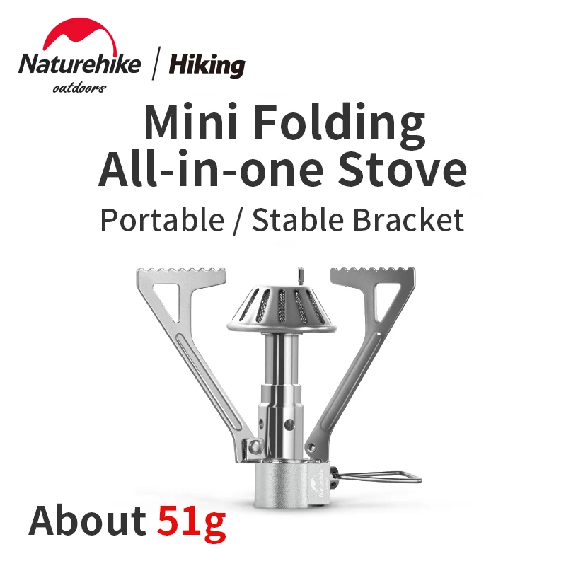 Naturehike Folding All-In-One Stove Head Ultralight 51g Mini Portable Camp Cook Gas Furnace Adjustable Valve Ignition Tool