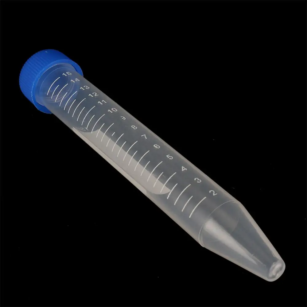 5Pcs 15ml Transparent Centrifuge Tube with Scale Screw Cap Cone Bottom Centrifugal Tube Free-standing Laboratory Vial Container