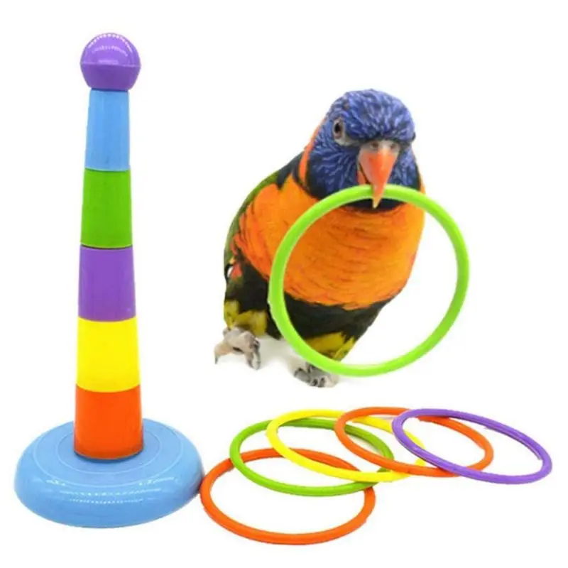 5Pcs/Set Parrot Training Toys Mini Shopping Cart Training Rings Skateboard Stand Perch Chewing Toy Cockatiel Pet Bird Supply