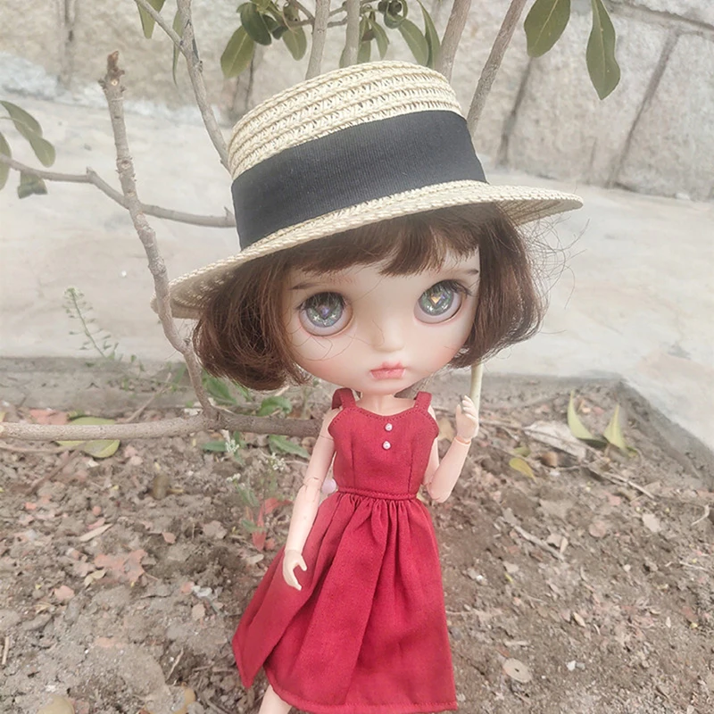 Doll House Doll Straw Cute Hat Sun Cap For Blyth Doll Accessories Decoration