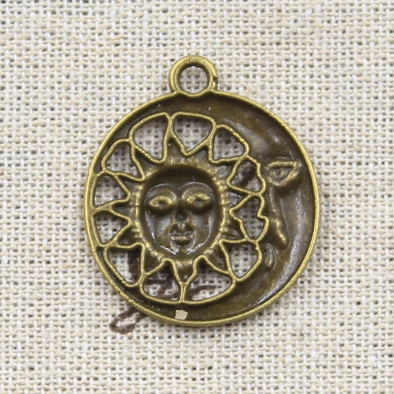 10pcs Charms Sun Moon 28x24mm Antique Tibetan Silver Bronze Color Pendant Findings DIY Vintage Choker Handmade Jewelry