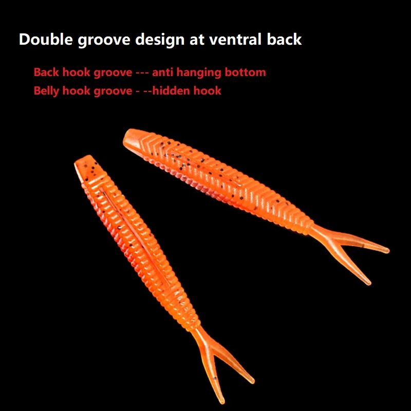 6-12 قطعة/الوحدة لينة الصيد إغراء الاصطناعي سيليكون 6 سنتيمتر/1.5g تهزهز المتذبذب دودة الحبار شوكة الذيل لينة الطعم الذيل الكارب الصيد الطعم