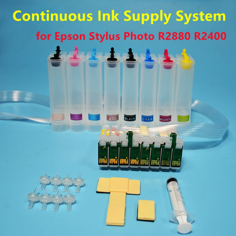 Latest Compatible CISS Ink Tank For Epson Stylus Photo R2400 R2880 Printer With ARC Chip 8Colors Continuous Ink Supply System