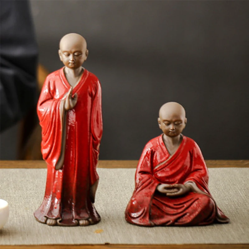 

Ceramic Crafts Ornaments Zen Little Monk Tea Pets Indian Yoga Mandala Tea Pet Monks Small Buddha Tea Ceremony Accessories