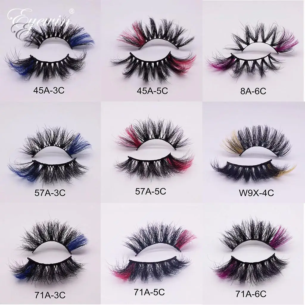 Wholesale Colored Eyelash 3D Mink 25mm Color Lashes 20/50/100pairs False Lashes Bulk Items for business Fake Eyelashes Make up