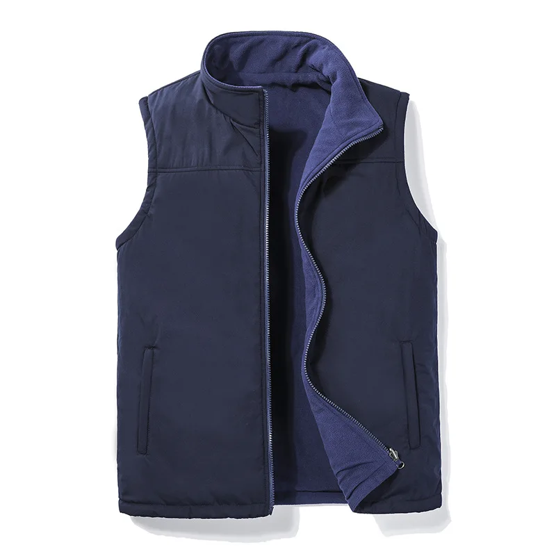 MRMT 2024 Brand New Men\'s Vest Fleece Jacket Trend Middle Aged Elderly Plus Velvet Warm Vest Dad Cotton Waistcoat Vest