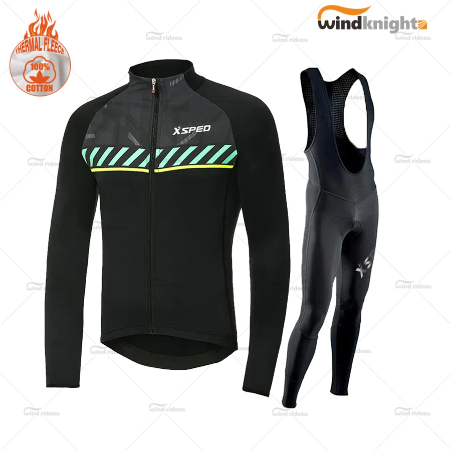 2021 men clothing Winter Long Sleeve Cycling Jersey Set Men Road Bike Uniform Thermal Fleece mtb Cycle Clothes Bib Pants Suit