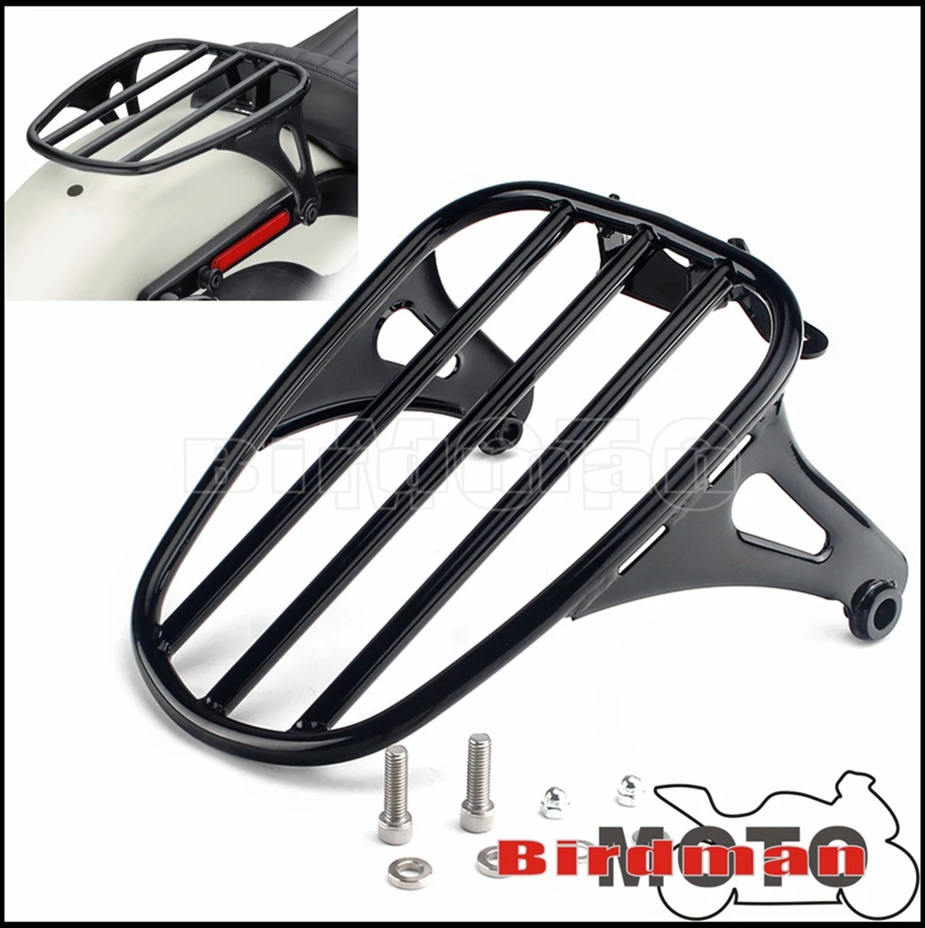 

Gloss Black Steel Motorcycle Solo Seat Rear Luggage Rack For Harley Softail Deluxe FLDE Heritage Classic FLHC 114 FLHCS 18-2021