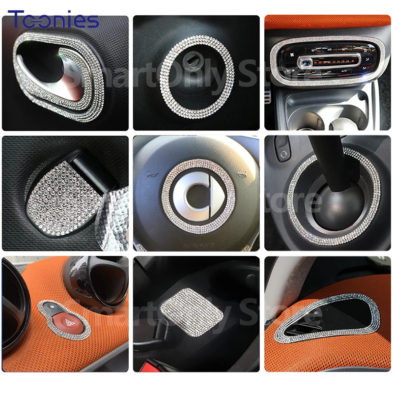 For Mercedes Smart 451 453 Fortwo Forfour Car Interior Glitter Decoration Stickers Car Product Styling Modification Accessories