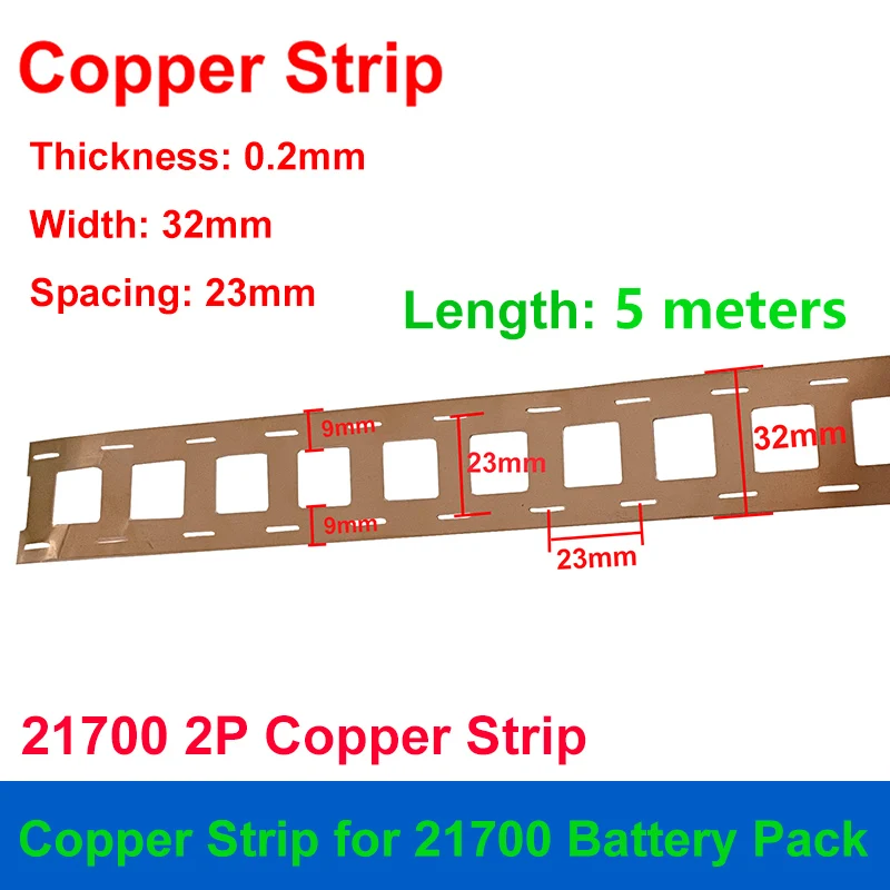 Copper Strip 0.2mm Thickness 18650 21700 32650 32700 Cells DIY Battery Pack LiFePO4 Spot Welding Connection E-Bike E-Motorcycle