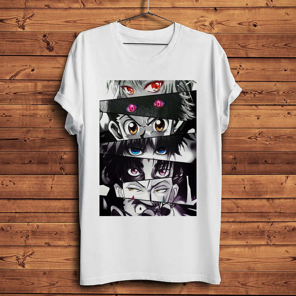 HXH Hunter Eyes GON Killua funny anime tshirt Men summer new White Casual short sleeve T Shirt Unisex OTAKU streetwear tee