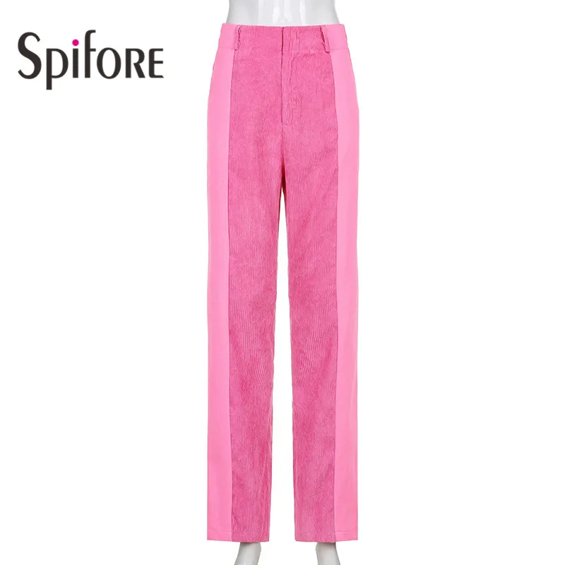 Spifore Velvet Flare Pants Y2K Pink New Fashion Floor Length Skinny Street Wear Chic High Waist Flared Trousers Women 2022