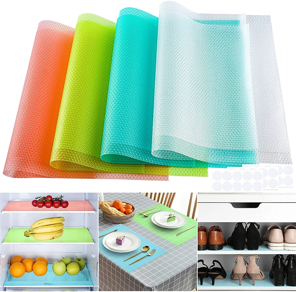 8/4pcs 45x30cm Reusable EVA Refrigerator Liner Mats Waterproof Anti-Microbial Cupboards Pads for Home Kitchen Storage Tools