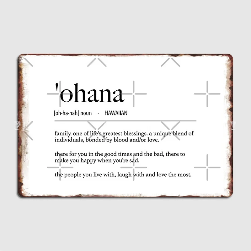 Hawai'ian 'Ohana (Family) Definition Metal Sign Cinema Living Room Bar Cave Decoration Plaques Tin Sign Poster