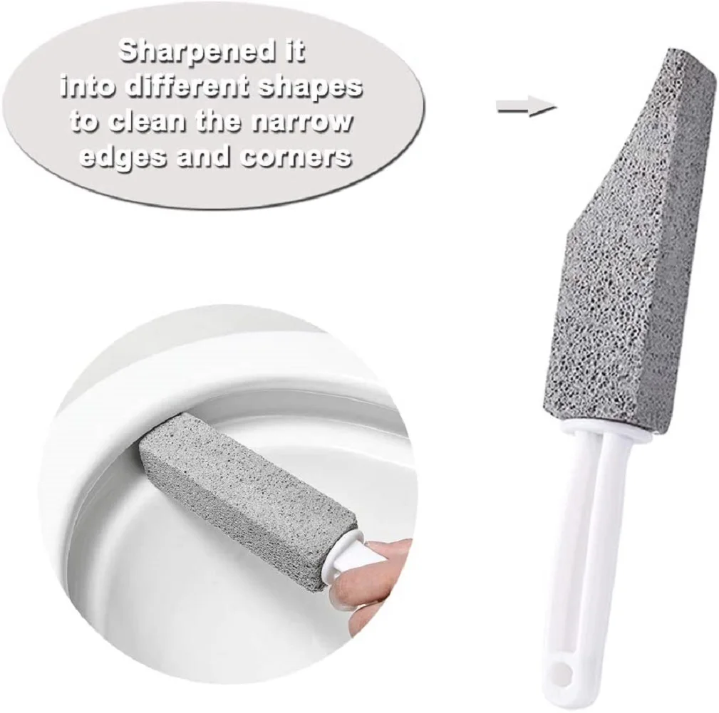 Pumice Stone Toilet Brush, Household Toilet Bowl Cleaner Limescale Stain Remover with Long Plastic Handle 2020 New Arrivals