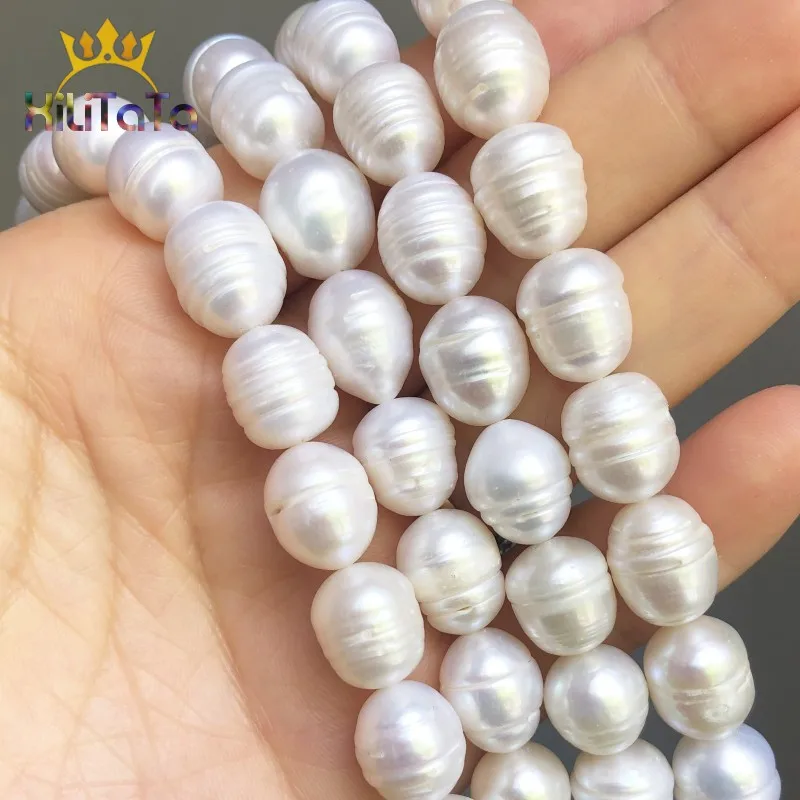 11-12mm Natural White Freshwater Pearl Beads Oval Shape Pearls Spacer Beads For Jewelry Making DIY Bracelet Accessories 15''