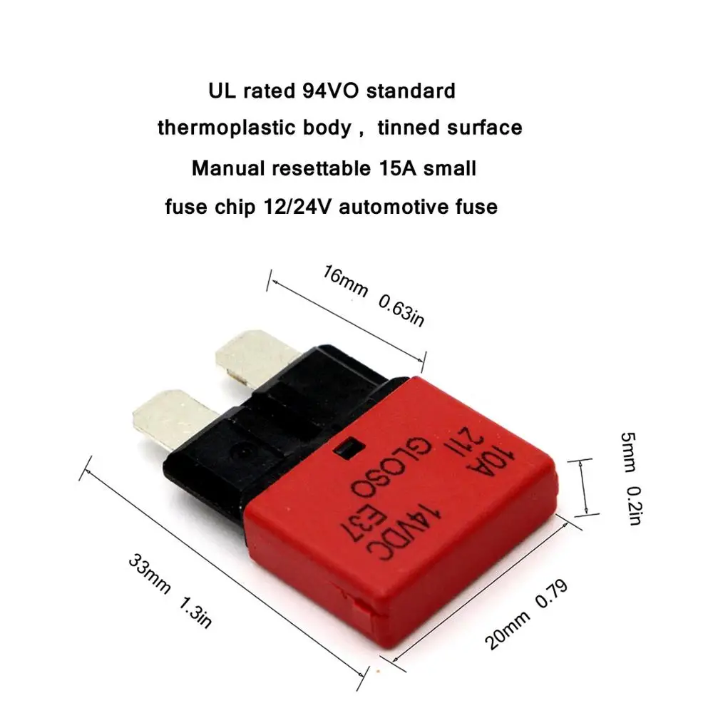 Iztoss DC 28V 5A 7.5A 10A 15A 20A 25A 30AReettable Circuit Breaker Fuse Reset Blade Auto-Reset For Car Boat Marine TruckF3658