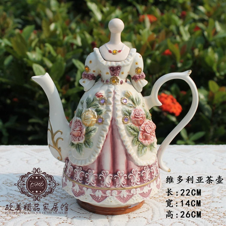 

European Victoria Hand-painted embossed rose ceramic coffee cup pot teacup home gifts