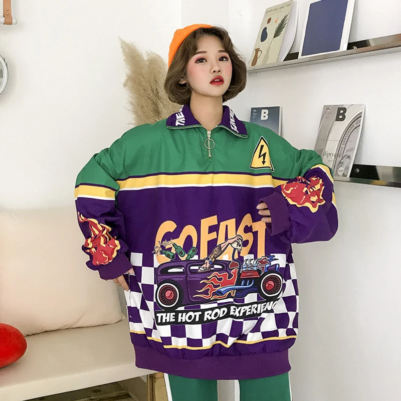 

New Harajuku BF Sweatshirts Coat Women And Men Unisex Hip Hop Streetwear Sweatshirts Outerwear Plus Size