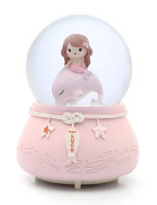 Luminous Musical Big size Snow Globe Mermaid Figured Glass Globe