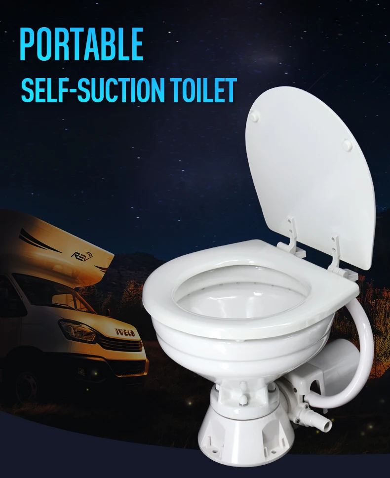 RV Toilet Flush Manual Electric closestool Lounge Sailing Vessel Special Vehicle-borne Ceramic Boat Marine Yacht trailer camper