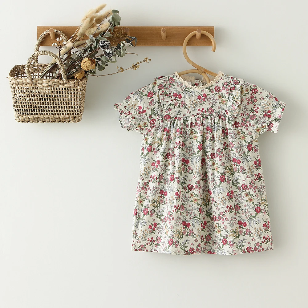 Baby Girl Summer Clothing Baby Flower Floral Romper Cotton Soft Loose Newborn Girl Jumpsuit Dress Fashion Infant Outfit Clothes