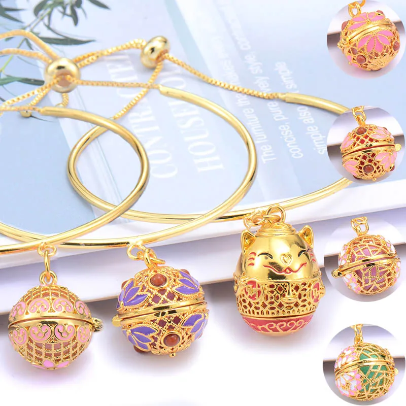 New Golden Aromatherapy Bracelets Oil painting locket Bracelet Adjustable Perfume Aroma Essential Oil Diffuser Bracelet bangle