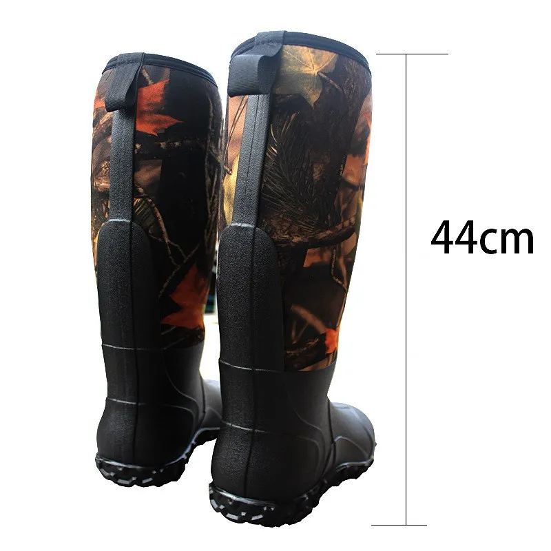 Men\'s Outdoor Waterproof Fishing Boots Wading Upstream Shoes Camouflage High-top PVC Rubber Non-slip Water Shoes Rain Boots