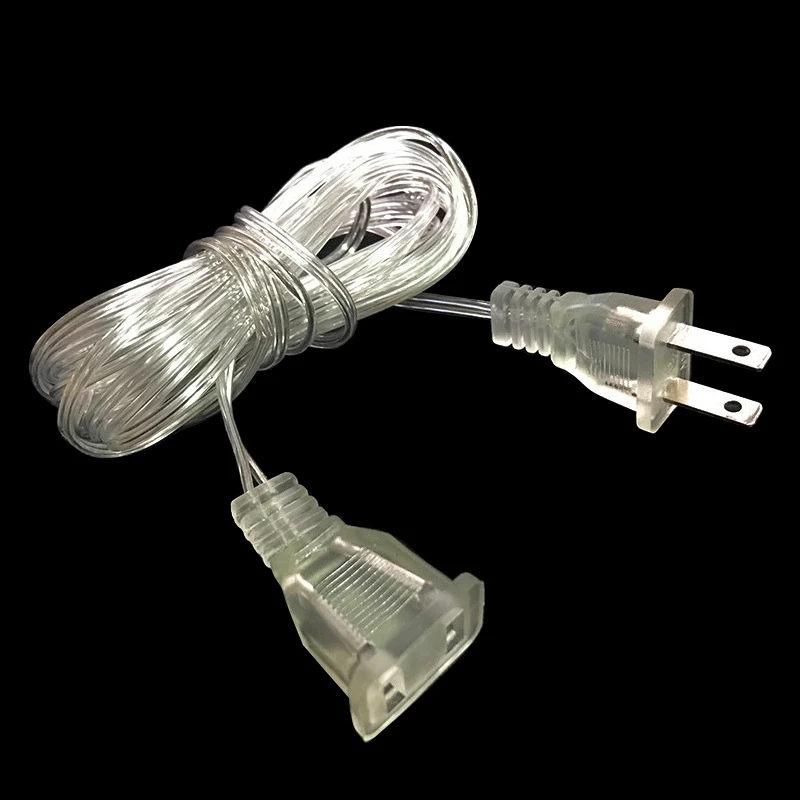 5M LED Curtain Icicle Fairy Christmas String Light Power Extension Cable Plug Extender Wire For Garland Wedding Party Lamp Decor