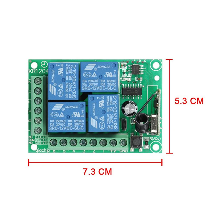 QIACHIP 433Mhz DC 12V Uniwersalny bezprzewodowy przełącznik zdalnego sterowania 4-kanałowy moduł odbiornika przekaźnika RF do inteligentnych bram